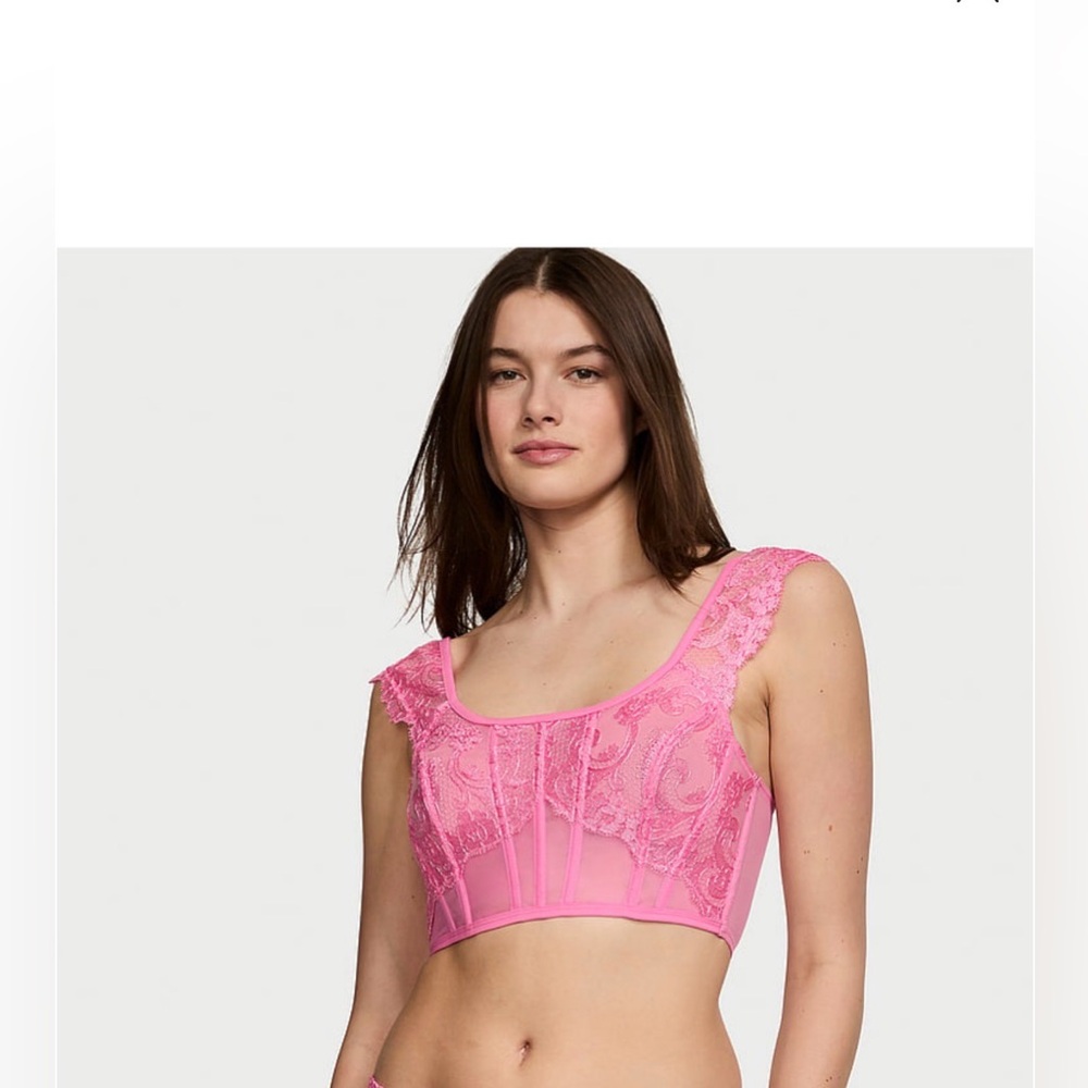 VICTORIA’S SECRET Dream Angels Boho Floral Embroidery Cap Sleep Corset Top